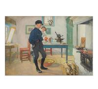 WDHBI HEKA Carl Larsson Poster Lo sai per Favore, Sii Felice! Wall Art Retro Tela Pittura Carl Larsson Stampe per Home Decor Immagini 75X50cmx1 No Frame