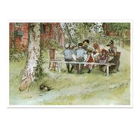 WDHBI HEKA Carl Larsson Poster Stampe Famose Moderna Mostra d'Arte della Parete Immagine Colazione sotto L'Albero Pittura su Tela per La Decorazione Domestica 15X20cmx1 No Frame