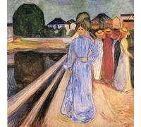 WDHBI HEKA Edvard Munch - Stampa artistica da parete con immagine di Edvard Munch Women on the bridge, stampa moderna per la casa, 80 x 80 cm, senza cornice