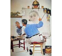 WDHBI HEKA Famoso Norman Rockwell Poster Copertina Illustrazione Arte della Parete Autoritratto Stampe Moderna Pittura su Tela per la casa Picture Wall Decor 40x50cmx1 No Frame