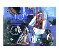 WDHBI HEKA Famoso Raoul Dufy Poster E Stampe Moderna Mostra Arte della Parete Le Navi di Le Havre Pittura su Tela per Home Office Wall Decor Picture 70x50cmx1 Senza Cornice