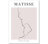 WDHBI HEKA Henri Matisse Poster Henri Matisse Tela di Canapa Pittura Coppia Bacio Stampe Stile Moderno Line Drawing Wall Art per Home Decor Immagine 50x70cmx1 Senza Cornice