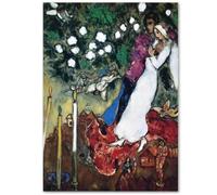 WDHBI HEKA Marc Chagall Wall Art Tre Candele Manifesti di Mostra Stampe retrò Marc Chagall Pittura su Tela per Soggiorno Home Decor Immagini 55x75cm No Frame
