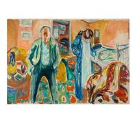 WDHBI HEKA Poster di Edvard Munch 《tra l'orologio e Il Letto》Stampe d'Arte murali Pittura su Tela Astratta per l'arredamento del Soggiorno Immagine 80x60cmx1 Senza Cornice