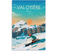 WDHBI HEKA Val-d'isère Poster Ski Trip Pittura su Tela Stile Moderno Arte della Parete Val-d'isère Stampa per Soggiorno Decorazione Domestica Immagine 30x40cmx1 No Frame