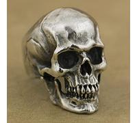 Wdhybwcx Boho Vintage Gothic Skull Biker Ring Statement Motorcycle Band Men Dark Punk Rock Cool Finger Rings for Men Jewelry Gift-12,I