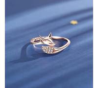 Wdhybwcx Lovely Rose Golden Fox Ring Animal Micro Crystal Gift for Women Gothic Engagement Boho Vintage Rings-10,Silver