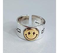 Wdhybwcx Smile Face Ring Anello Aperto Femminile per Donne Design Semplice Cute Happy Smile Faces Anelli Regolabili-Oro