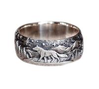 WDIYIEETN Coppia di anelli con lupo, per donne e uomini, vintage, in argento, fedeli con lupo, anelli vichinghi, gotici, retrò, punk, totem, lupo, sigillo, amuleto (8, uomo)