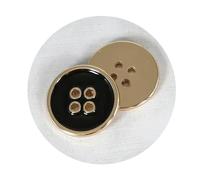 Wdjadp Bottoni in Metallo da 10,5/15/20 mm, 10 Pezzi, Bottoni Rotondi da Cucito a 4 Fori per Abbigliamento e Artigianato,Oro Nero,20 Millimetri