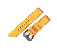 Wdjadp Cinturino in vera pelle da 20/22/24/26 mm, semplice e versatile, adatto sia per occasioni formali che per l'uso quotidiano.,Fibbia giallo-nera,22 mm