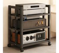 WDJBPSH Mobile stereo hi fi rack hifi Supporto AV Nero Regolabile, Mobile Stereo 3 Livelli con Ruote Freno per Home Theater/Ufficio/Camera da Letto/Soggiorno(50x40x90cm/19.7x15.7x35.4in)