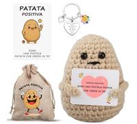 WDJLNZB Patata dall'energia Positiva Italiano con Portachiavi, Regalo Originale e Divertente, Pocket Hug Patate Positive Bambola, Incoraggiamento Compleanno per Amiche Famiglia Collega (A)