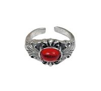 WDKLSJ Set multipli di anelli da donna vintage con rubini a forma di cuore e cristalli in argento antico con accenti in filigrana