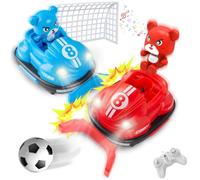 WDKXCN 2 Pezzi Macchina Telecomandata,Autoscontro Telecomandato con Accessori per Il Calcio,Bumper RC Car Bambini con Luci E Musica, Macchina Radiocomandata Auto Per Bambini E Bambine Dai 6 Anni In Su