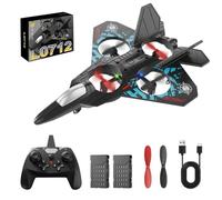 WDKXCN Aereo Telecomandato, Aereo Radiocomandato 6 CH, AereoRC 2,4 GHz avec, Télécommande et 2 Piles, Aerei Telecomandati avec LED Perbambini Adulti Principianti