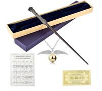 WDKXCN Bacchetta Harry, 35CM Harry Bacchetta Magica con Nucleo in Acciaio e Resina, Magica Bacchettas H-arry in Confezione Regalo con Carta degli Incantesimi, Collana e Biglietto della Stazione
