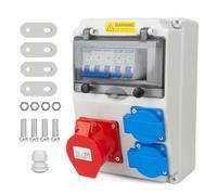 WDKXCN Distributore di Corrente 230 V, Copri Quadro Elettrico con Prese 2x230V e 1xCEE 16A Cablate, Quadro Elettrico da Cantiere IP44 con Interruttore Ls, Distributore Quadri Elettrici