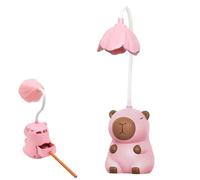 WDKXCN Lampada da scrivania per bambini, 2 in 1, portatile Capybara, lampada da scrivania a LED, dimmerabile, con temperamatite, batteria ricaricabile USB, lampada da tavolo ricaricabile per lettura