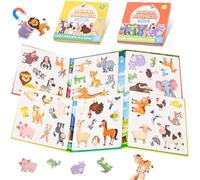 Wdmiya Puzzle Magnetico per Bambini 3 Anni, Libro Puzzle Magnetico 2 Set a Tema Fattoria e Animali, Giochi da Viaggio per Aerei e Automobili, Giocattoli educativi per Bambini, Regalo di Natalizio