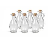 WDMT Set 6 Bottigliette in Vetro 250 ml con Tappo in Sughero - Bottiglie Trasparenti Riutilizzabili per Olio, Aceto, Salse e Liquori - Per Regali DIY, Bomboniere Matrimonio, Decorazioni Tavola