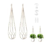 Wdmxszdq 2 Pezzi Appendini per Piante Macramè,35 Pollici,con Ganci con Perline per Interni, Esterni, Balconi, Soffitto Decorazione Della Casa, Bianco