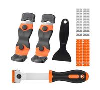 Wdmxszdq 4 Pezzi Raschietto per Piano Cottura In Vetro,con 60 Lame （30 in 30 acciaio Inox e 30 in Plastica）， Multiuso per Rimuovere Etichette,Decalcomanie,Adesivi,Silicone,Vernice, Colore Arancione