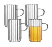 WDOPEN Set di 4 tazze da caffè in vetro trasparente con manico, per succhi, bevande, latte, cocktail e molto altro ancora