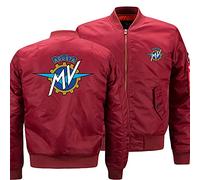 WDOZHGF MV-Ag.u_sta - Giacca da baseball da uomo con colletto alto, stile pilota classico, abbigliamento sportivo casual a maniche lunghe, rosso, L