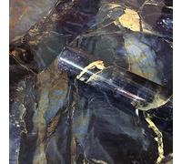 WDragon, Carta adesiva da parati e per foderare mobili, in vinile, effetto granito/marmo/pietra blu lucido, per uso domestico, 40 x 200 cm