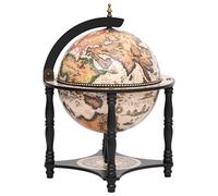 WDSAYREH Mappamondo bar nero in legno massiccio di eucalipto, portabottiglie con motivo mappa per bottiglie e bicchieri, grande spazio per liquori, bevande e calici, decorazione estetica