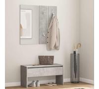 WDSAYREH Set di appendiabiti in legno grigio cemento con cassetto e | Set di mobili da corridoio con panca, vano portaoggetti, appendiabiti, specchio, portata fino a 110 kg