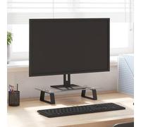 WDSAYREH Supporto per monitor nero, 40 x 20 x 8 cm, in vetro temperato e metallo, rialzo ergonomico per monitor con angoli arrotondati, crea spazio aggiuntivo sotto il monitor per tastiera