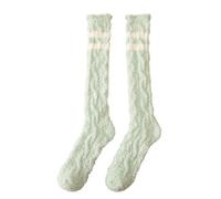WDSBZNB Calze Termiche Donna 2PC Calore Addensato Da Donna For L'autunno E L'inverno Calzini For Polpaccio A Due Barre A Tubo Lungo For Studentesse Coral Fleece Sonno Comodo Carino(Green)