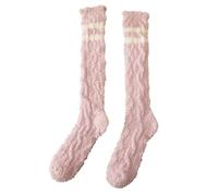 WDSBZNB Calze Termiche Donna 2PC Calore Addensato Da Donna For L'autunno E L'inverno Calzini For Polpaccio A Due Barre A Tubo Lungo For Studentesse Coral Fleece Sonno Comodo Carino(Purple)