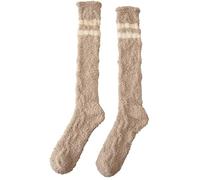WDSBZNB Calze Termiche Donna 2PC Calore Addensato Da Donna For L'autunno E L'inverno Calzini For Polpaccio A Due Barre A Tubo Lungo For Studentesse Coral Fleece Sonno Comodo Carino(Coffee color)