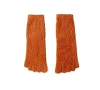 WDSBZNB Calze Termiche Donna 2PC Da Donna Spessi Calzini A Cinque Dita Inverno Caldo Corallo Pile Soffici A Righe Morbidi E Accoglienti Calze Ragazze Pantofole Pavimento Femminili(Orange)