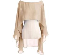 WDSBZNB Coprispalle Donna Mantella da Sposa in Chiffon da Donna, Bolero, da Sposa, da Sera, da Sposa(Champagne)