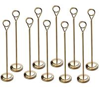 WDSOPK 10Pcs Table Numbers Stands, Golden Stainless Steel Place Card Holders For Weddings And Party, 4/6/8/10 Inch Round Shape Table Number Holders Picture Note Holder(Black-B20Cm)