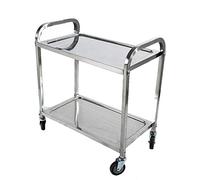 WDSOPK 2-Tier Stainless Steel Rolling Cart Serving Trolleys, Restaurant Tableware Collection Car, Hotel Function Wine Cart, Delivery Car -Service Carts