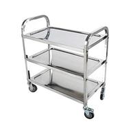 WDSOPK 3-Tier Stainless Steel Rolling Cart Serving Trolleys, Restaurant Tableware Collection Car, Hotel Function Wine Cart, Delivery Car -Service Carts