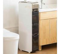 WDSOPK 4 Tier Small Spaces Gaps Bathroom Storage Cabinet 6.9" W Skinny Bathroom Storage Cabinet Over The Toilet Storage Cabinet with Clear Drawers And Casters Floor Cabinet(4 Layers)