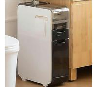 WDSOPK 4 Tier Small Spaces Gaps Bathroom Storage Cabinet 6.9" W Skinny Bathroom Storage Cabinet Over The Toilet Storage Cabinet with Clear Drawers And Casters Floor Cabinet(2 Layers)