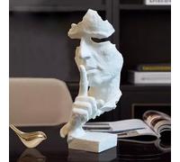 WDSOPK Art Character Sculpture Silence Is Gold Retro Ornament Office Living Room Desktop Decoration 11X14X31Cm