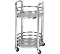 WDSOPK Bar Cart Modern Hotel Double Layer High Capacity Serving Cart, Living Room Classic Atmosphere Anti-Drop Rolling Cart, Mobile Restaurant Cart
