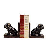 WDSOPK Bookends Dog Statues Bookends Book Ends for Shelves Book Shelf Holder Heavy Duty Resin Black Bookend Supports Decorative Bookend Set for Books Book Ends Gift