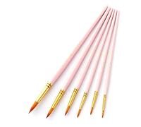 WDSOPK Bulk Brush Set 6Pcs Art Paint Brushes Pen Set Round Pointed Tip Professional Paintbrush for Acrylic Oil Watercolor(Pink-One Size)