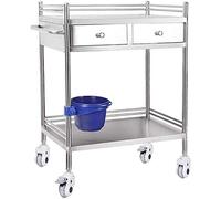 WDSOPK Cart-2 Tier Shelf Stainless Steel Service Cart for Kitchen, Storage,Hotel Office, Bathroom,Medical Hand Push Trolley/Beauty Hairdressing Storage Metal Holder(60 * 40 * 86Cm)