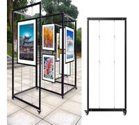 WDSOPK Espositore Mobile per Opere d'Arte,5 Pezzi,120X250 Cm,Sistema di Presentazione con Ganci E Fune Metallica,Ideale per Mostre,pubblicità,Eventi di Marketing(8 Pezzi-120X250 Cm/47,2X98,4 Pollici