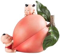 WDSOPK Flat Peach Doll Decoration, Home Desktop Crafts, Chinese Fuwa Sculpture, Meaning Longevity, 21X16Cm